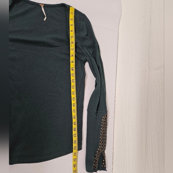 Free People A Little Unruly Square Neck Thermal in Green Gable Size Medium - Picture 10 of 10